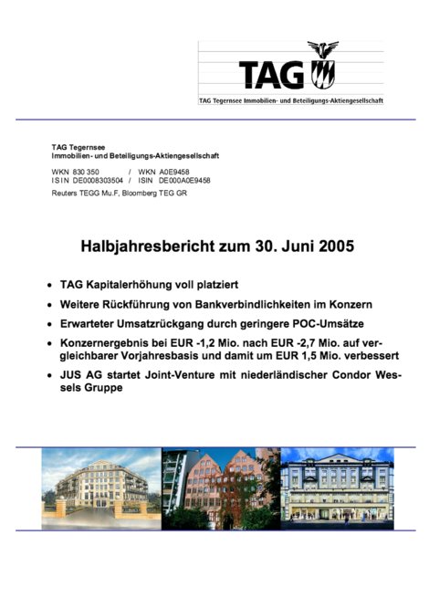 Halbjahresfinanzbericht zum 30. Juni 2005