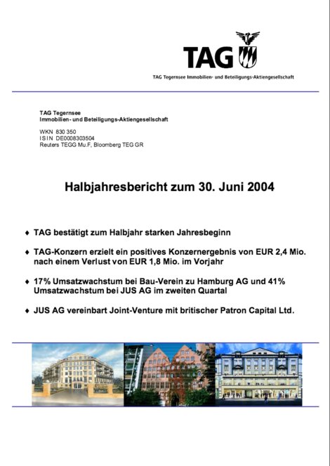 Halbjahresfinanzbericht zum 30. Juni 2004